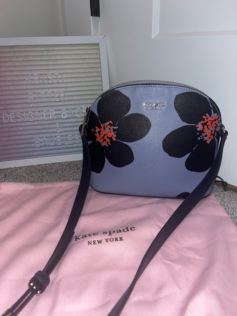 Sylvia Small Dome Crossbody In Grand Flora Blue Graphic Floral Print
